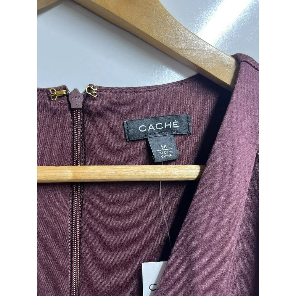 NEW Cache NWT Ponte Sheath Midi Sleeveless Dress In Chocolate Brown Size Medium - Image 7