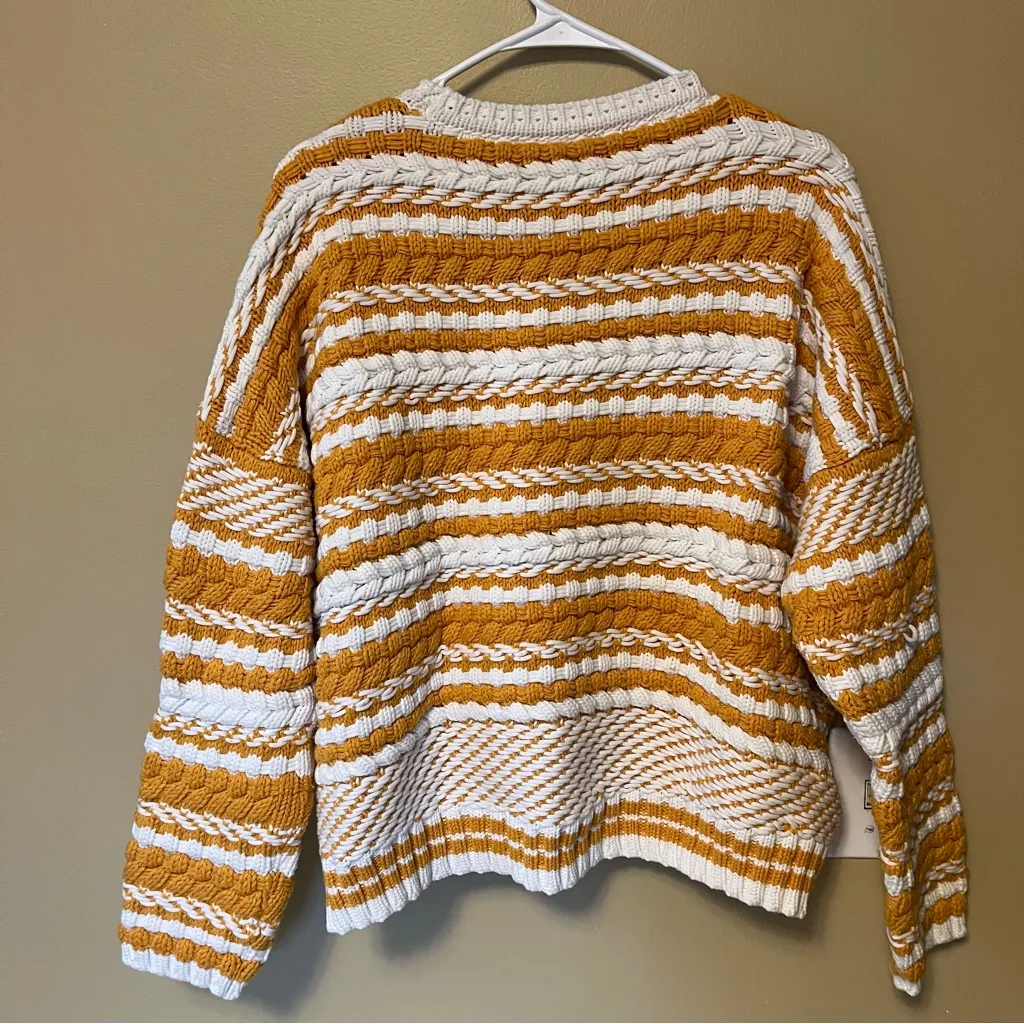 Maje Tangerine and White Striped Sweater - Image 4