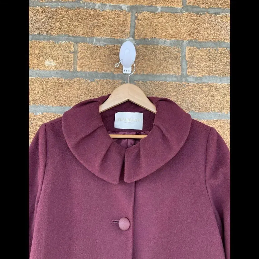 Fleurette Loro Piana Wool burgendy coat size 10 Fleurette Loro Piana Fleurette - Image 2