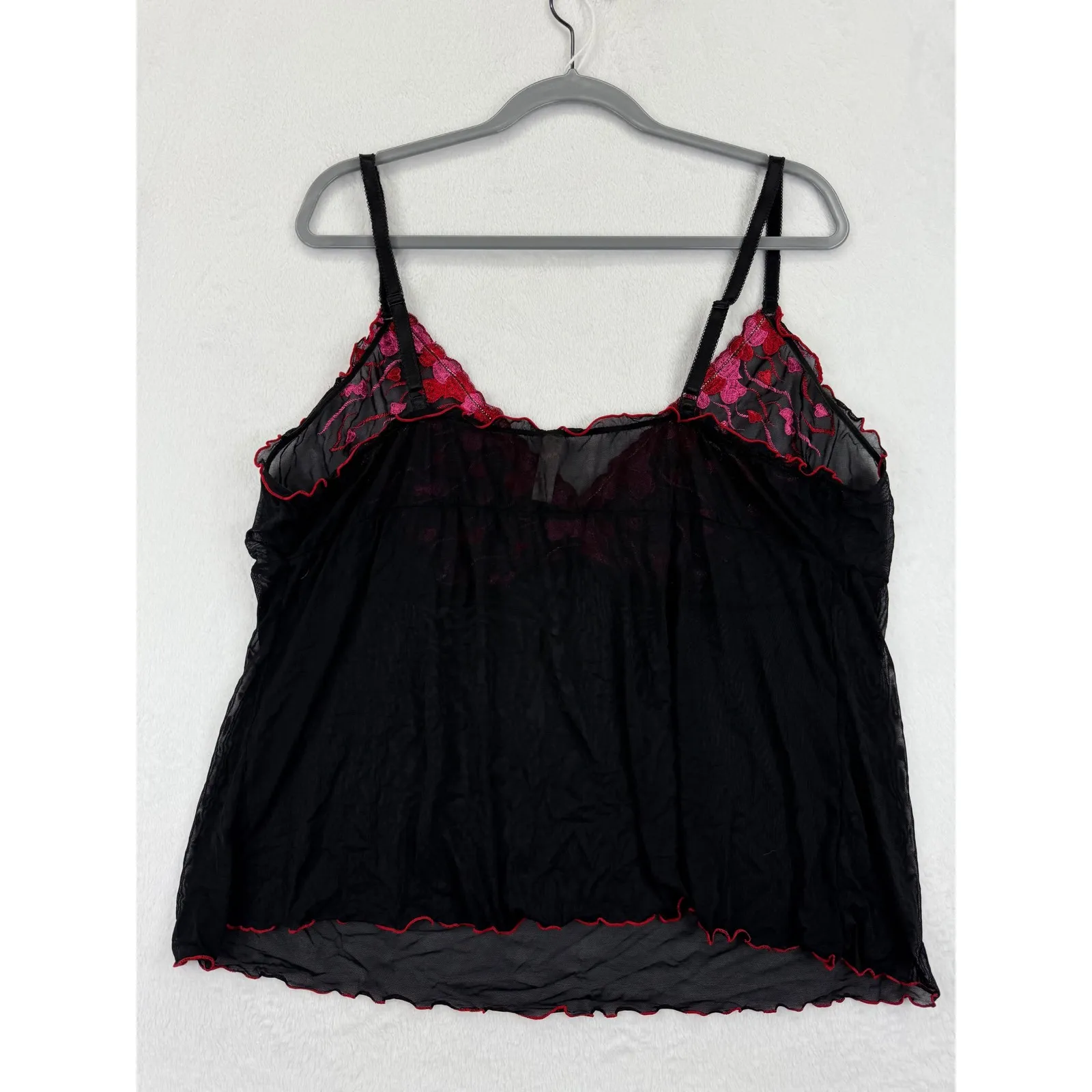 Cacique Black Floral Embroidered Babydoll Lingerie Top Plus Size 22/24 READ - Image 6