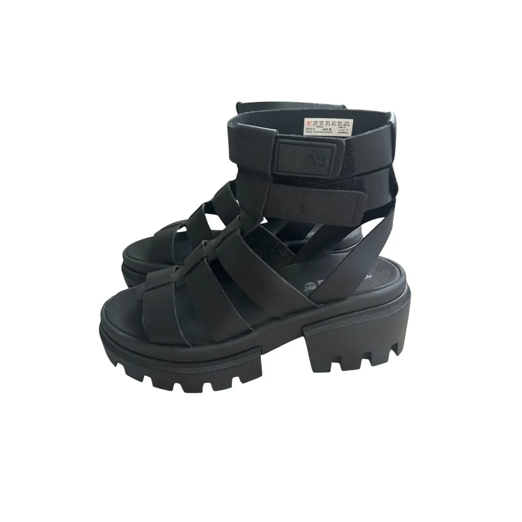 TIMBERLAND Women's Black Leather Platform Sandals Size 6.5 - Image 3