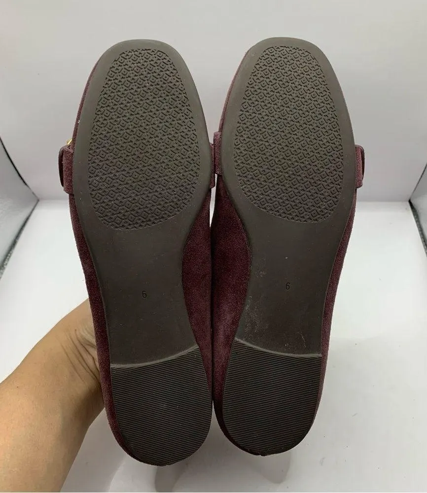 Women's 6 Tory Burch Marden Suede Flats Malbec Purple - Image 6