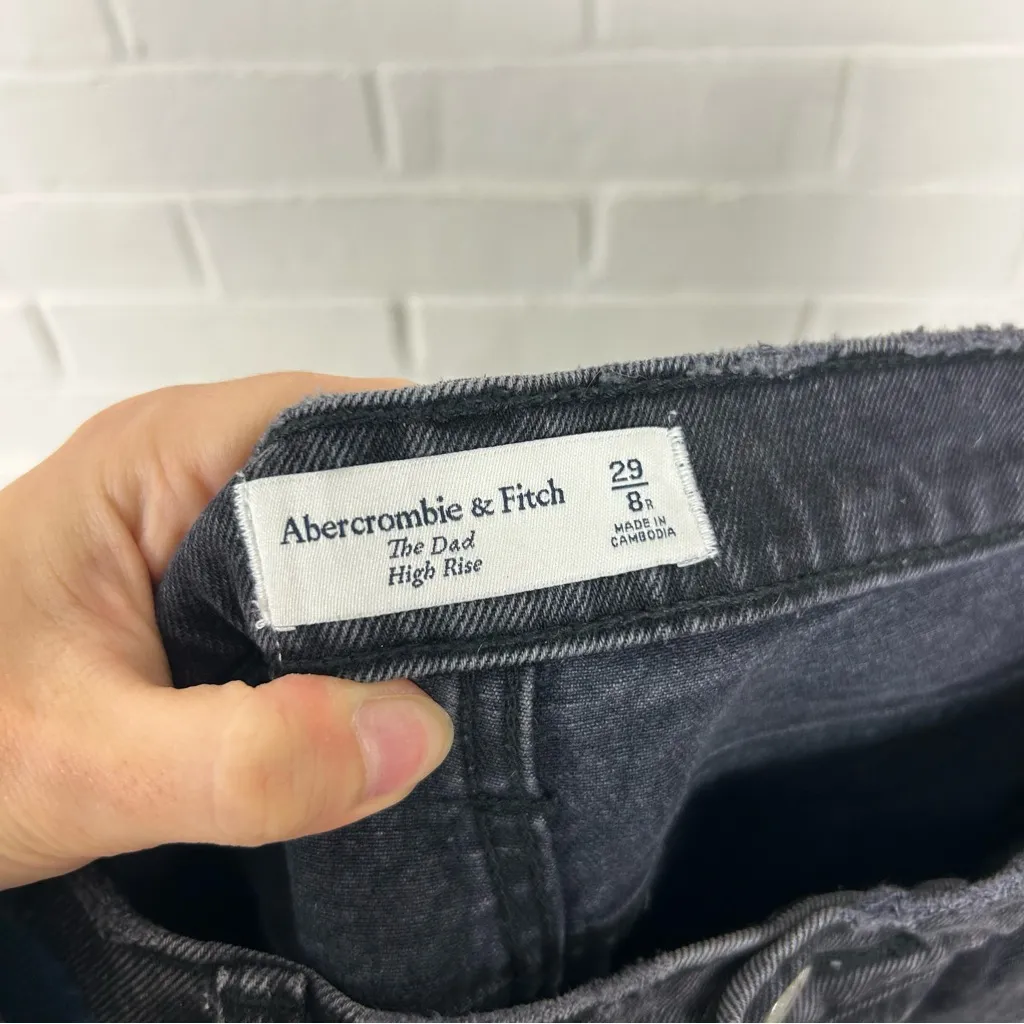 Abercrombie & Fitch The Dad High Rise Washed Black Distressed Jeans Size 29/8 - Image 2