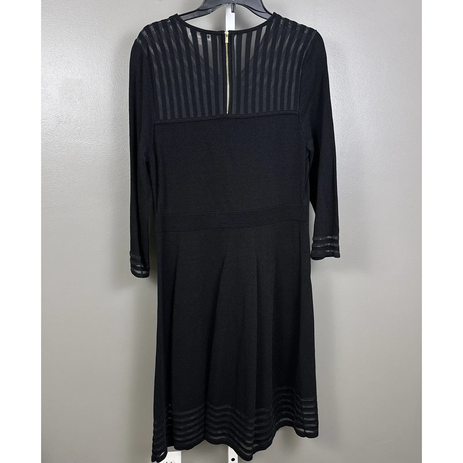 Calvin Klein Illusion-Stripe Fit & Flare Sweater Dress Black Women's Size XL - Image 7