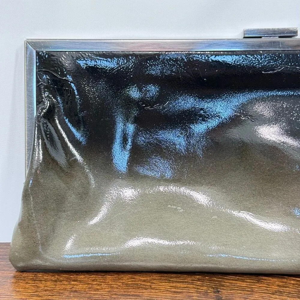 Hobo International Patent Leather Long Frame Clutch Purse Black to Gray Ombre 6x - Image 2