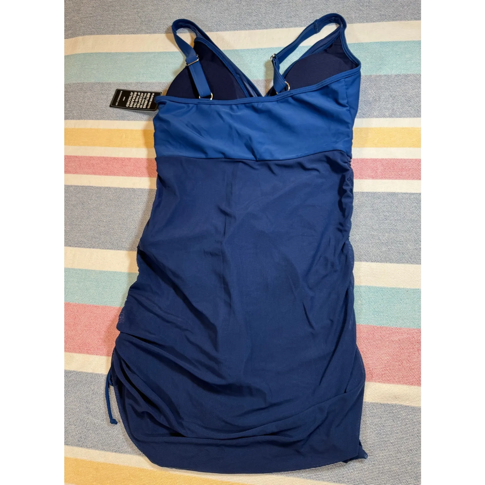 Blooming Jelly Swimdress Sz M NWT Navy Blue Ruched One Piece Modest - Image 3