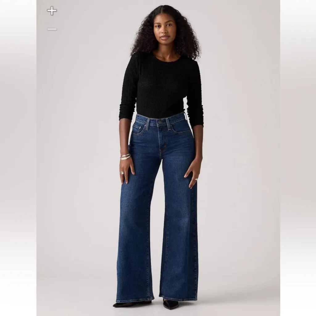 Levi’s 728 Women’s Size 31 High Rise Wide Leg Jeans Woodstock Blue - Image 5