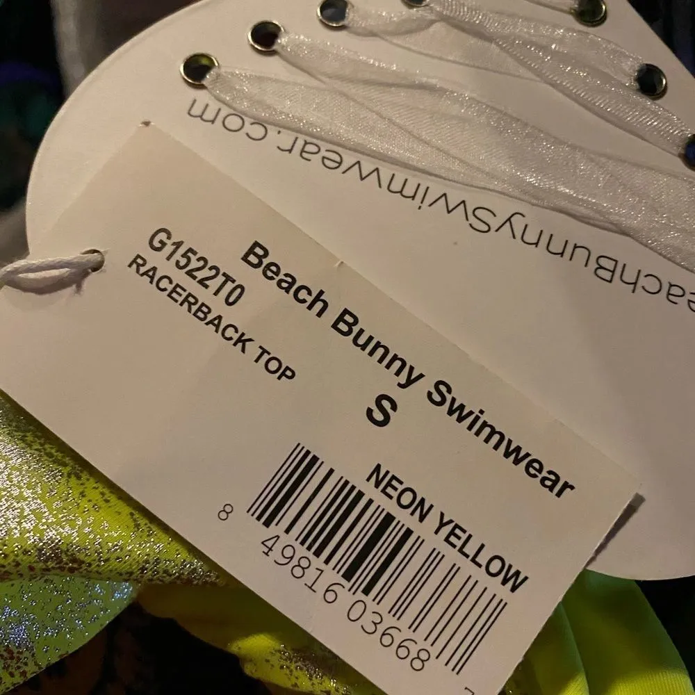 Beach Bunny Neon Galaxy Yellow Racerback Bikini Top nwt - Image 6