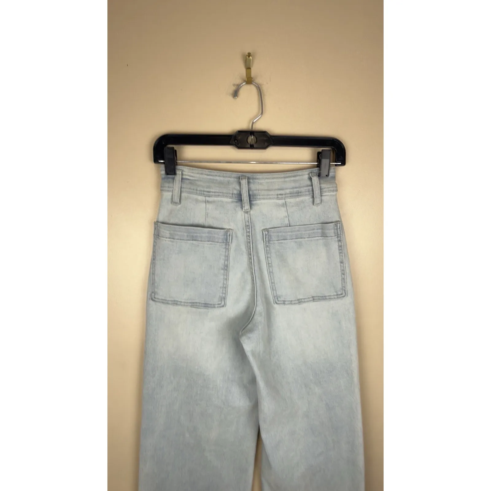 OAT New York Womens Size 0/25 High Rise Wide Leg Jeans Pants Raw Hem Blue - Image 6