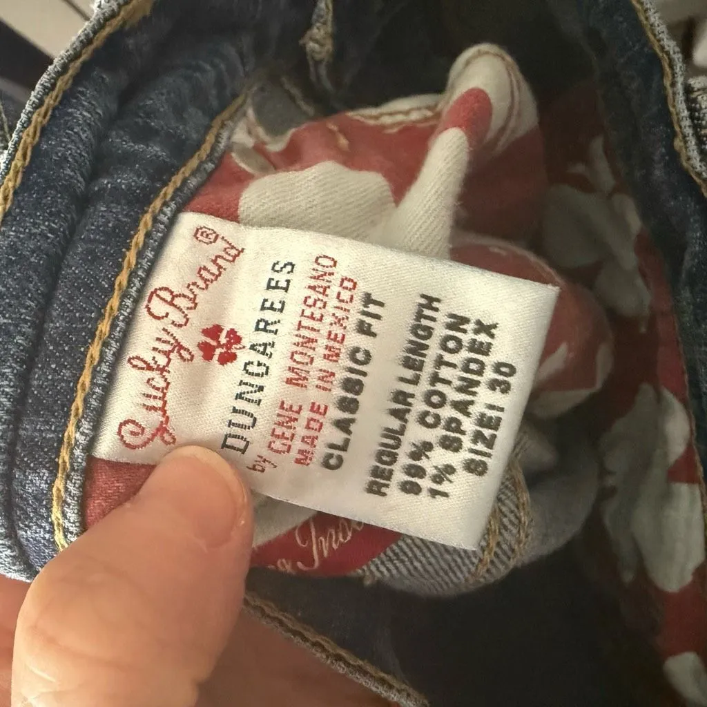 Lucky Brand Women’s 10/30 Lucky You Dungarees Bootcut Y2K 2000s 90s Thick Stitch - Image 7