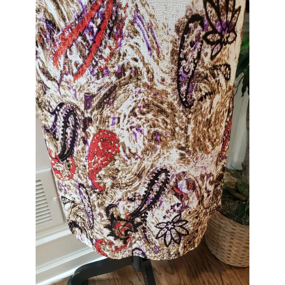 KUT from the Kloth Dress Women 12 Multicolor Paisley 3/4 Sleeve Lined Stretch - Image 5