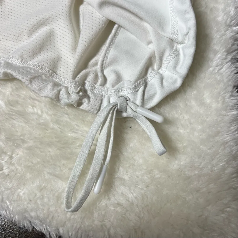 White and Gray Built-In Bra Mesh Back Tank - Image 5