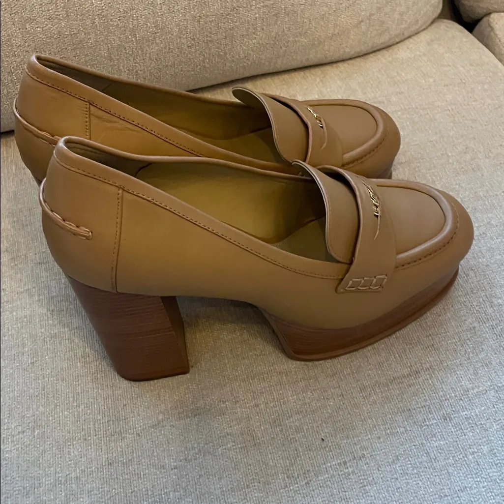 Michael Kors Eden Leather Platform Loafer in Brown-9.5 - Image 3