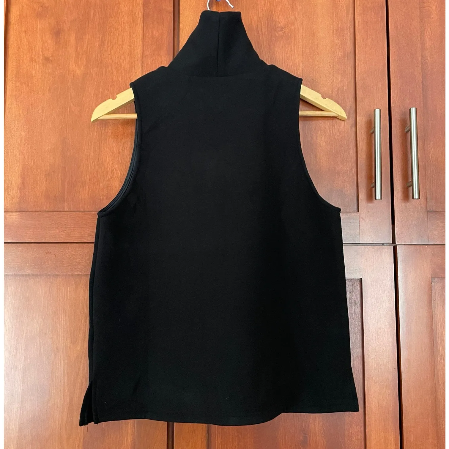 OGL Turtleneck Split Hem Top Sleeveless FuzzLuxe Black Size Medium - Image 4