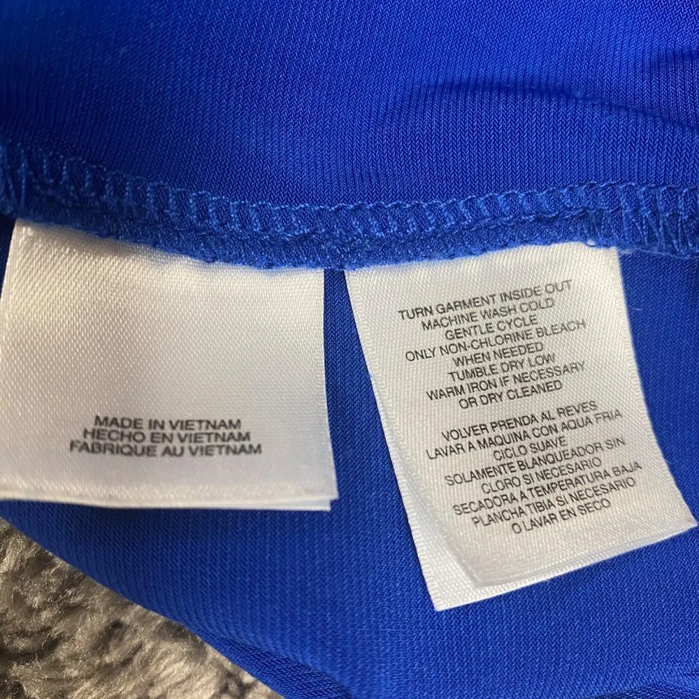 Kasper Womens Large Blue Blouse Top Pullover Round Neck Cold Shoulder Sleeve - Image 11