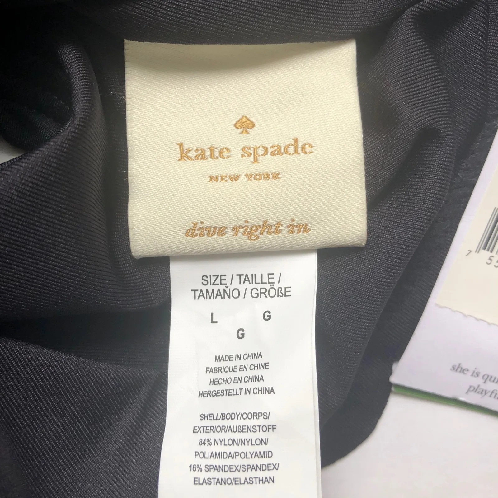NWT Kate Spade Black Scalloped High Waist Swim Bottoms Sz L - Image 4