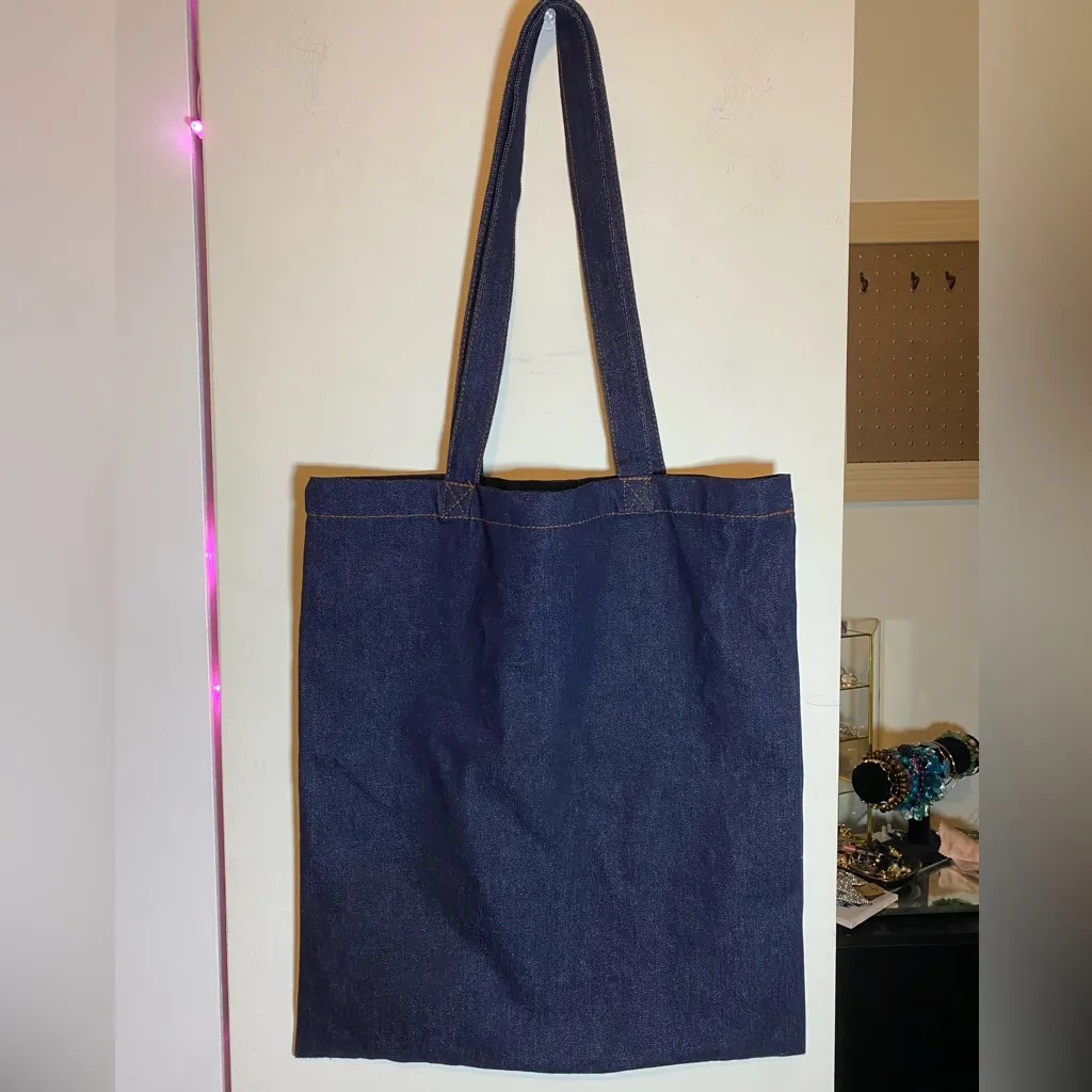 GAP Blue Dark-Wash Denim Tote Bag EUC - Image 4