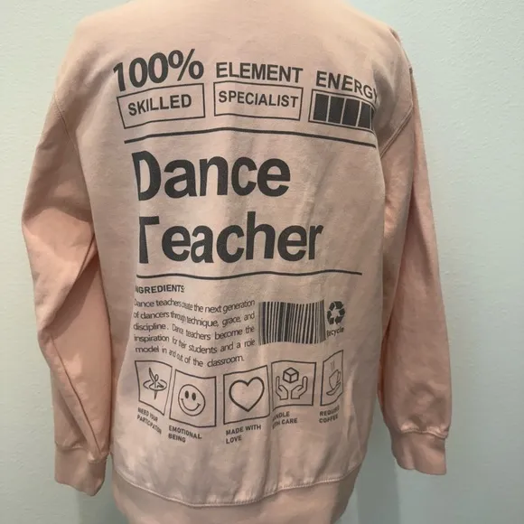 Dance Teacher Graphic Sweatshirt Pink Size M - Image 2