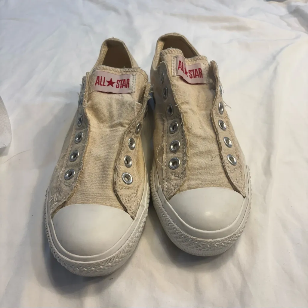 Converse All Star Chuck Taylor X John Varavatos Laceless Sneakers Ivory Size 8.5 - Image 2