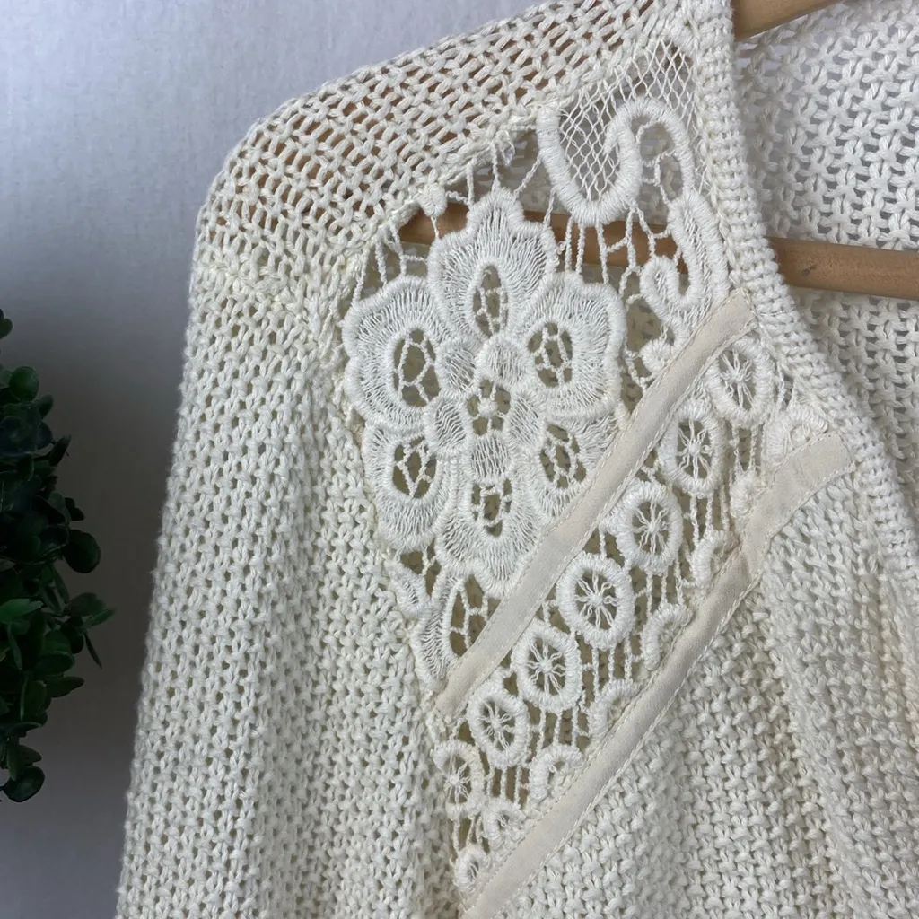 Chico’s Ivory Cream Lainey Lace Zip Up Long Sleeve Cardigan Sweater NEW 2 L - Image 5