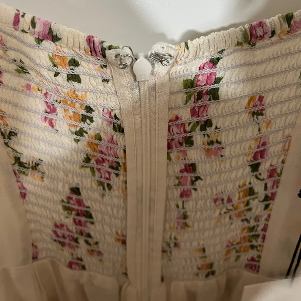 NWT Reformation Irisa Floral Trumpet Dress In Posy Print Sz 12 Pink - Image 8