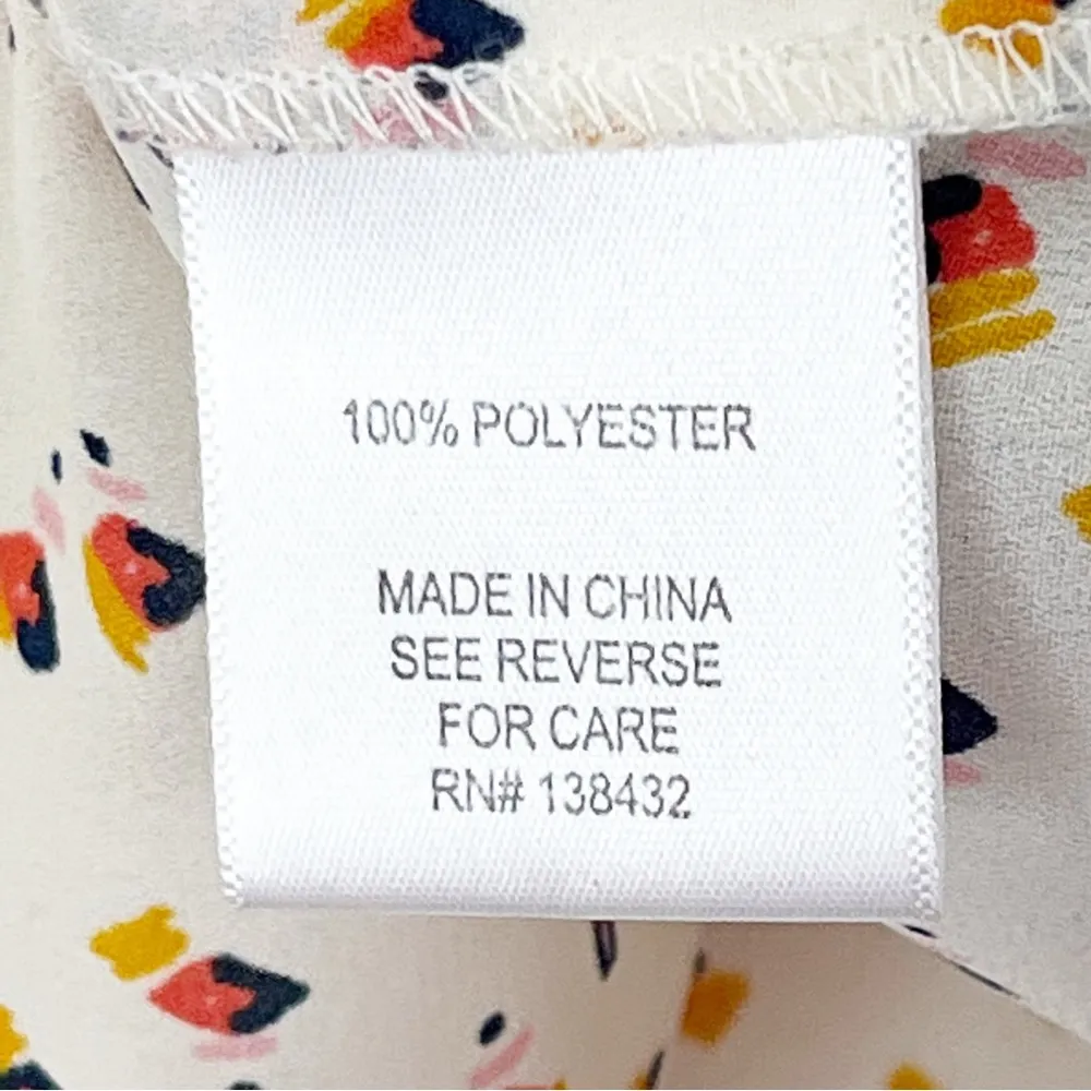 MODCLOTH A Grace Of One’s Own Cream Chiffon Mock Neck Ruffle Sleeves Top Large - Image 4