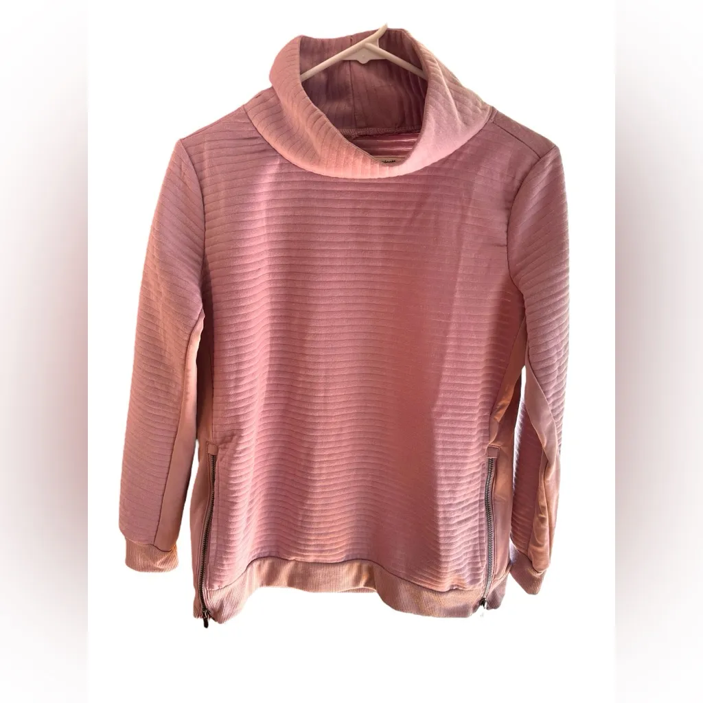 The Sweatshirt Project Mauve Ribbed Side Zip Mock Neck Pullover Sweatshirt S Pink Size undefined - Image 2