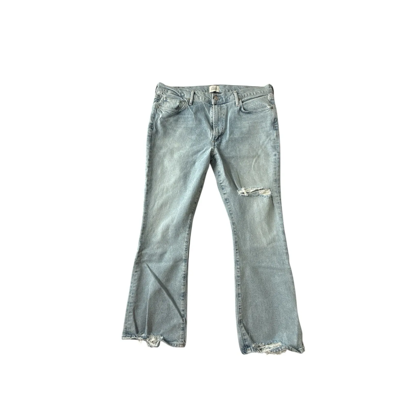 Citizens of Humanity Emmanuelle Flare Jeans Light Wash Distressed Size‎ 33 - Image 3