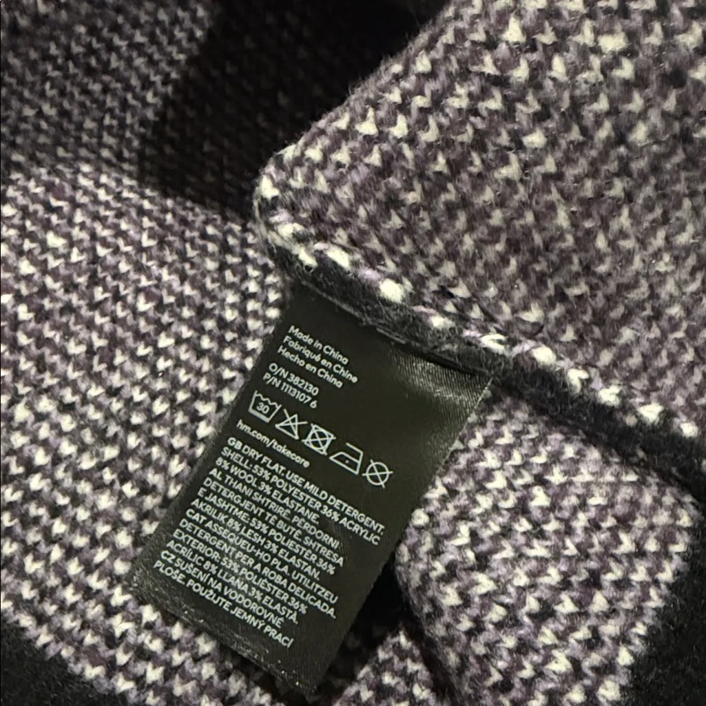 NWT H&M Unisex Purple Black Argyle Cardigan Sweater | Cozy Button-Up Knit Wool - Image 9