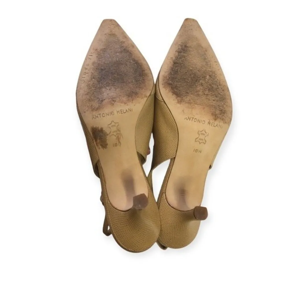 Antonio Melani Leather Slingback Pointed Toe Heels - Image 7