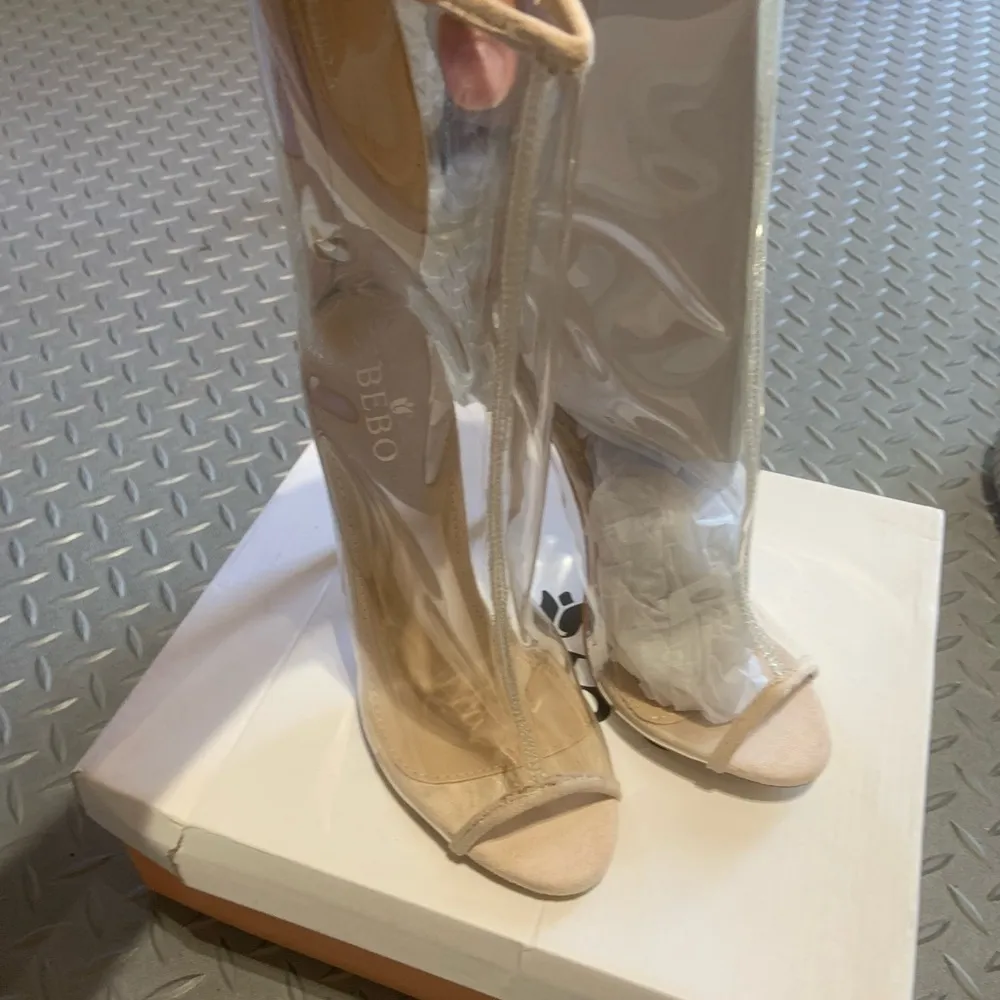 bebo Transparent Ankle Boots for Women Stiletto High Heel Clear Booties $78 Tan Size 7 - Image 3