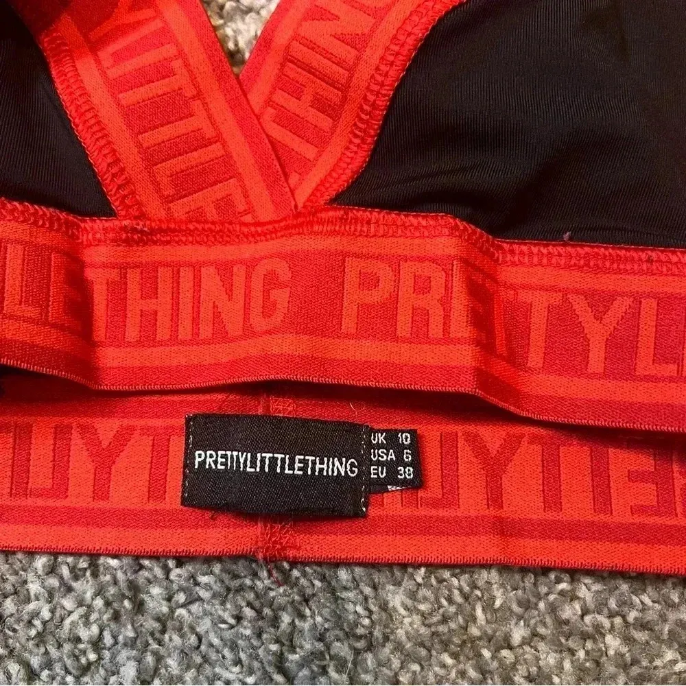 PrettyLittleThing Red Band Logo active Sports Bra Size 6 - Image 5