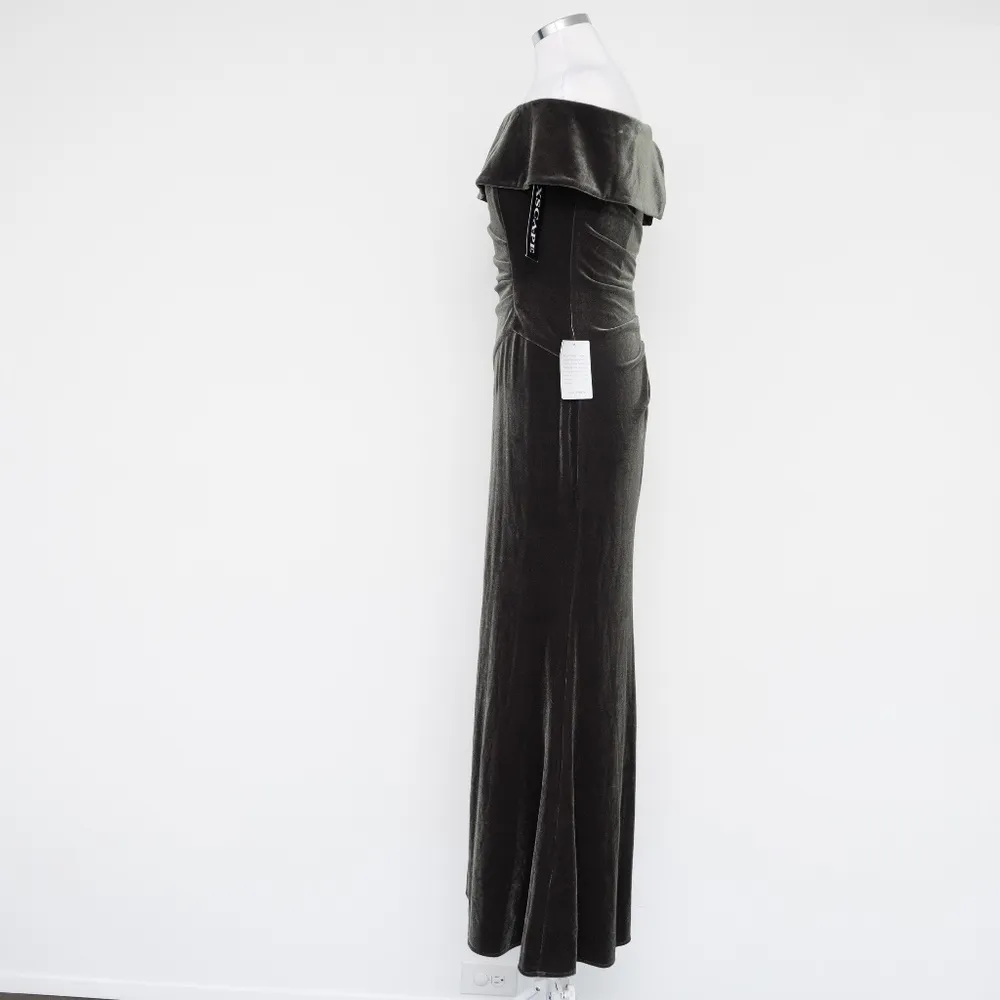Xscape Green Velvet Off Shoulder Gown - Image 6