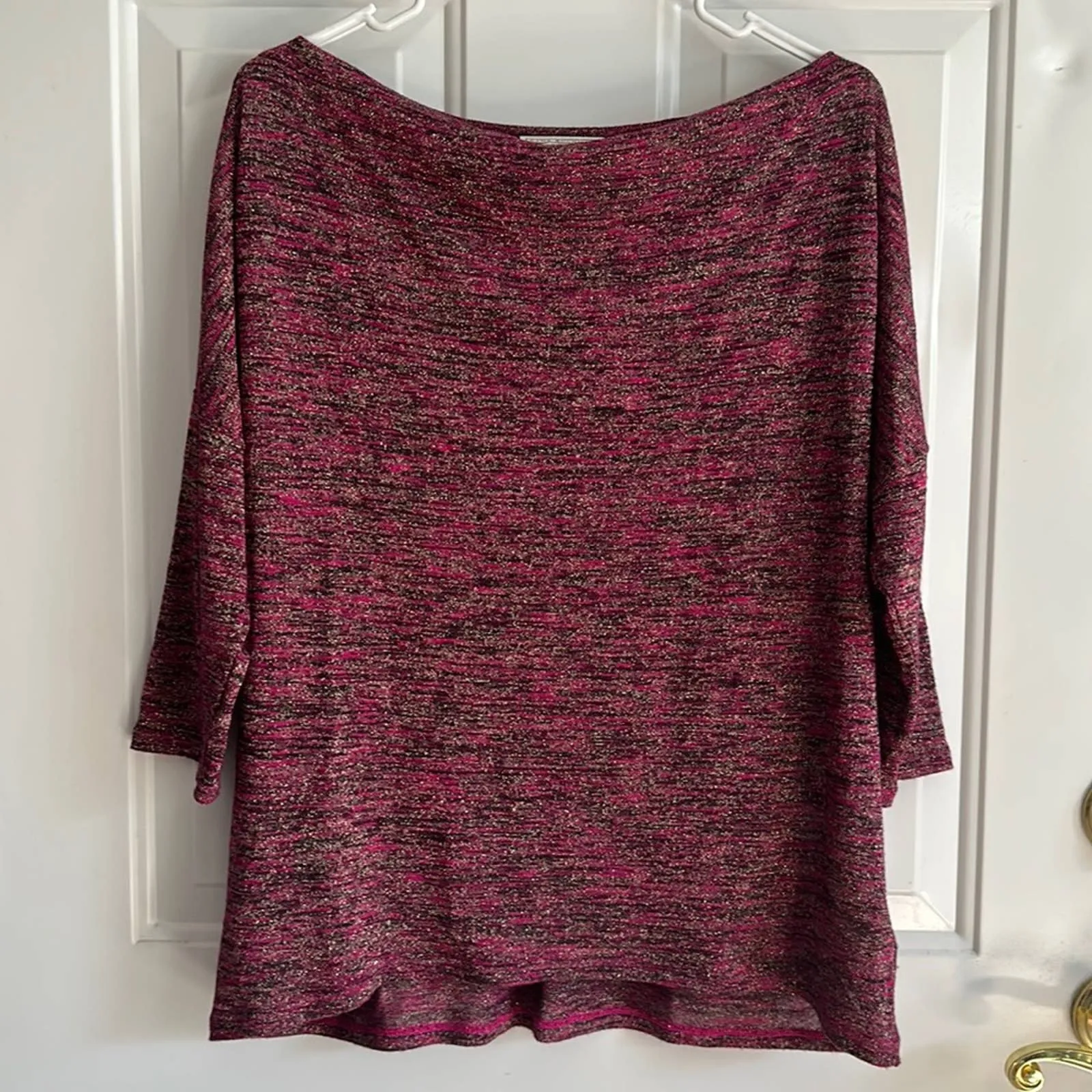 Dana Buchman‎ Women’s Lightweight Sweater 3/4 Sleeve Cowl Neck Sparkle L - Image 2