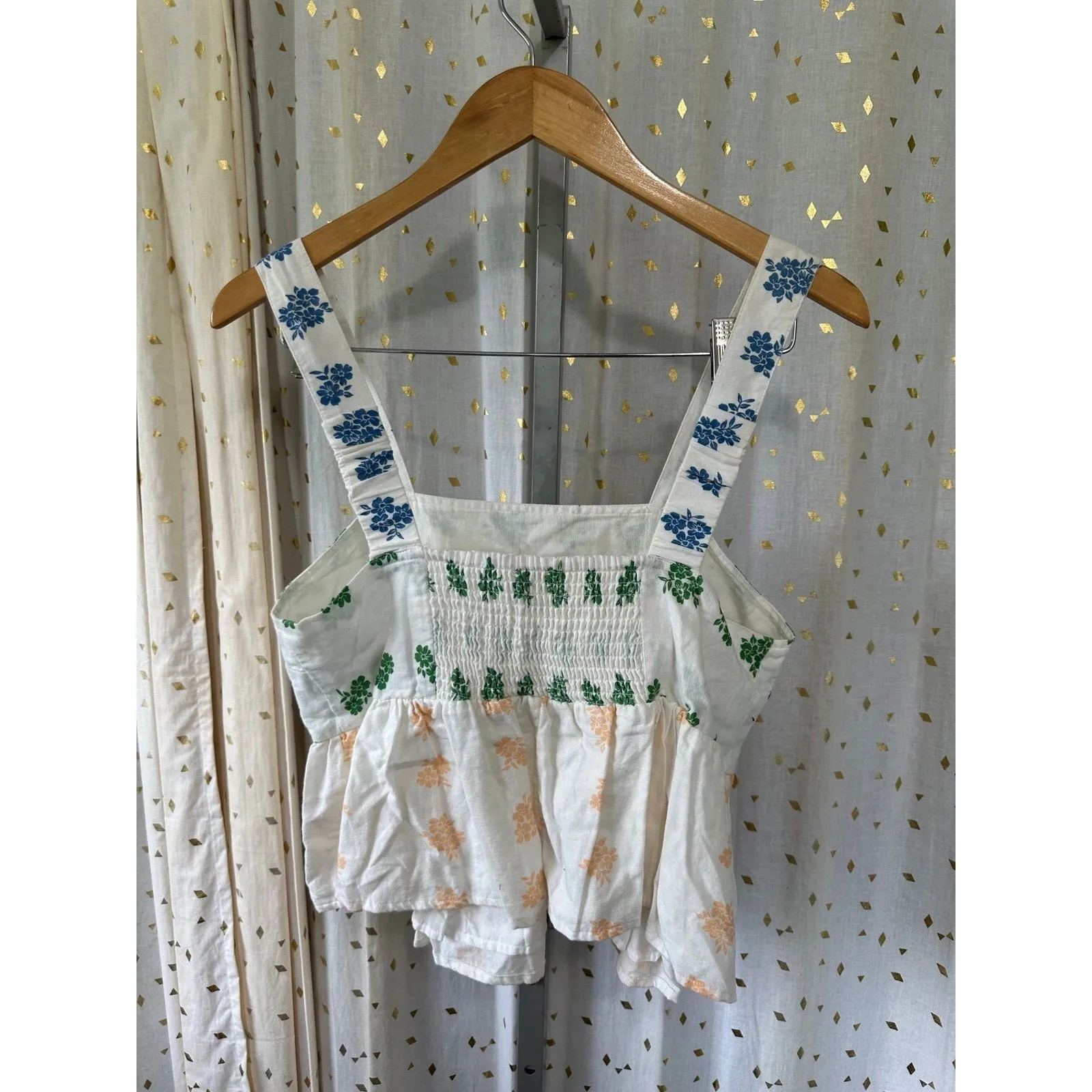 American Eagle Boho Cotton Linen Blend Floral Tiered Crop Tank Maxi Skirt Set L Size L - Image 4