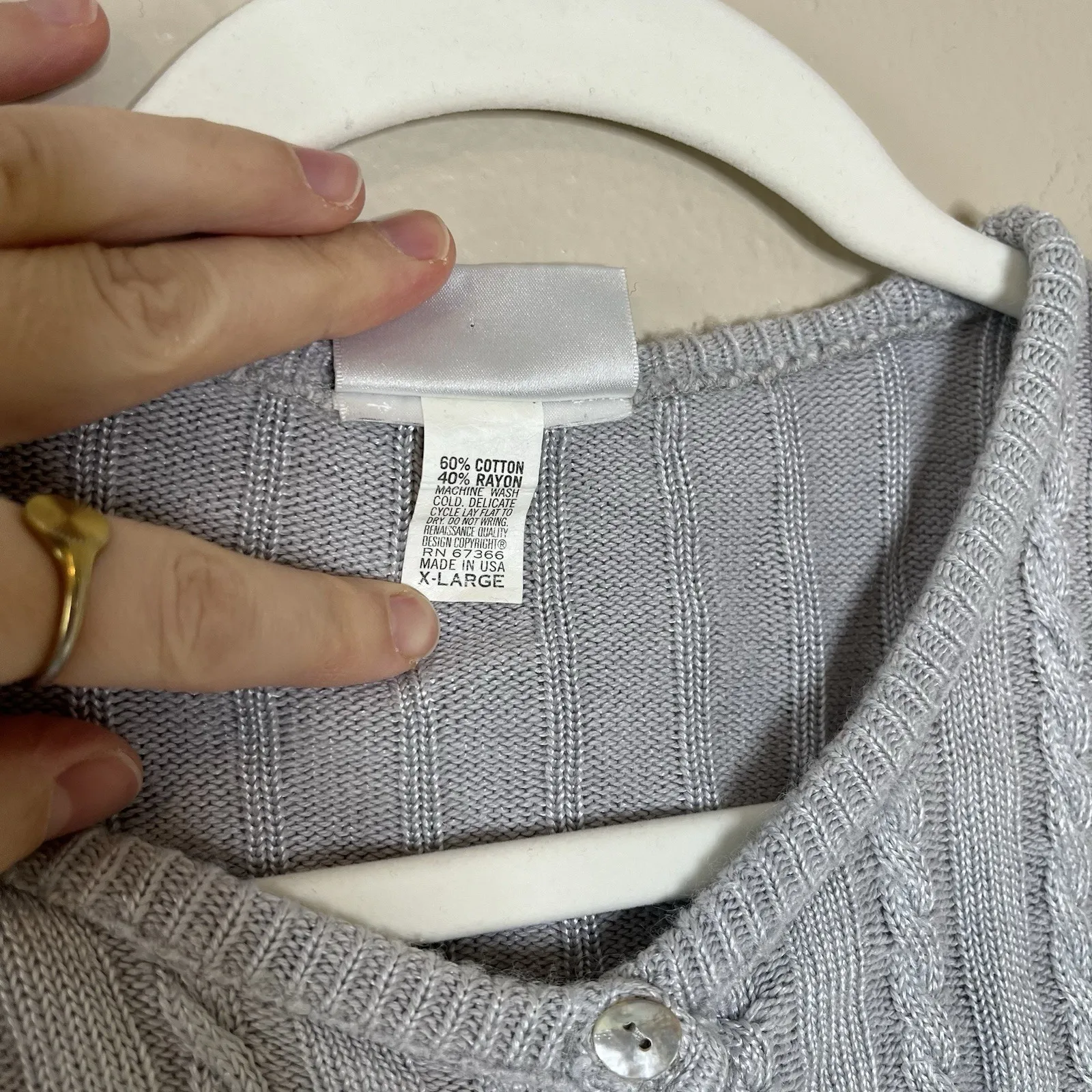 Vintage Womens Cardigan Cable Knit Ribbed 90s Y2K Preppy Coquette Staple Crop XL - Image 5