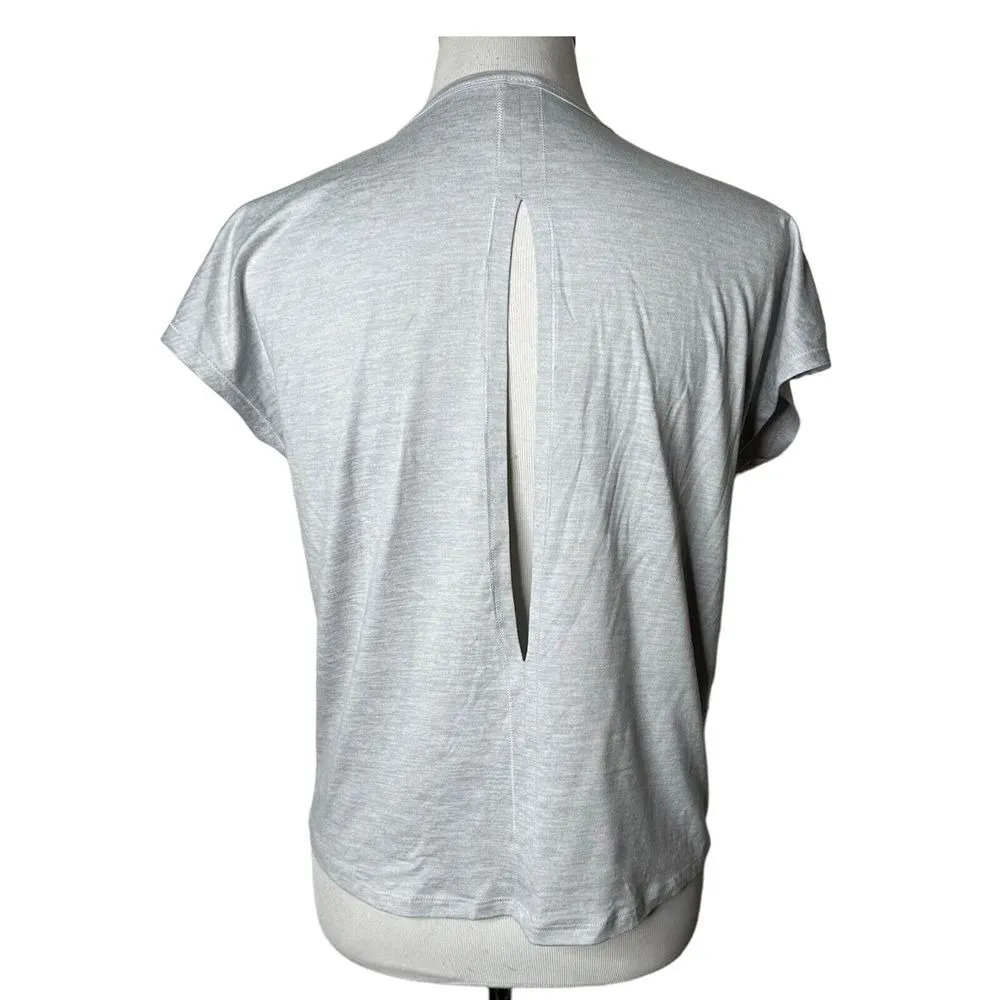 Yogalicious Open Back Workout Tank Top Women S Gray Athletic Cut‎ Out Gym Tee - Image 9