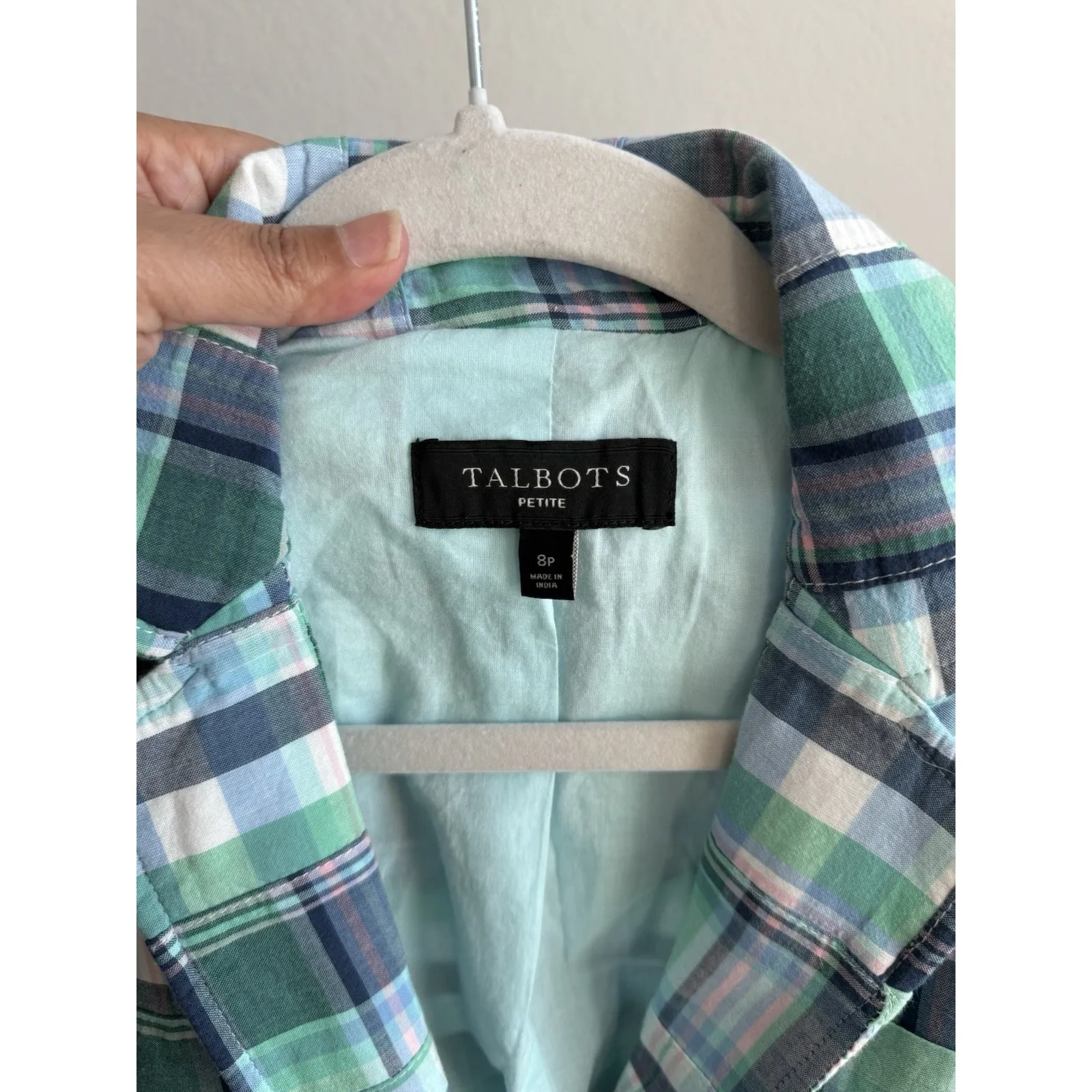 Talbots Blazer Women's 8‎ Petite Seersucker Madras Plaid Patchwork Lined Preppy - Image 13