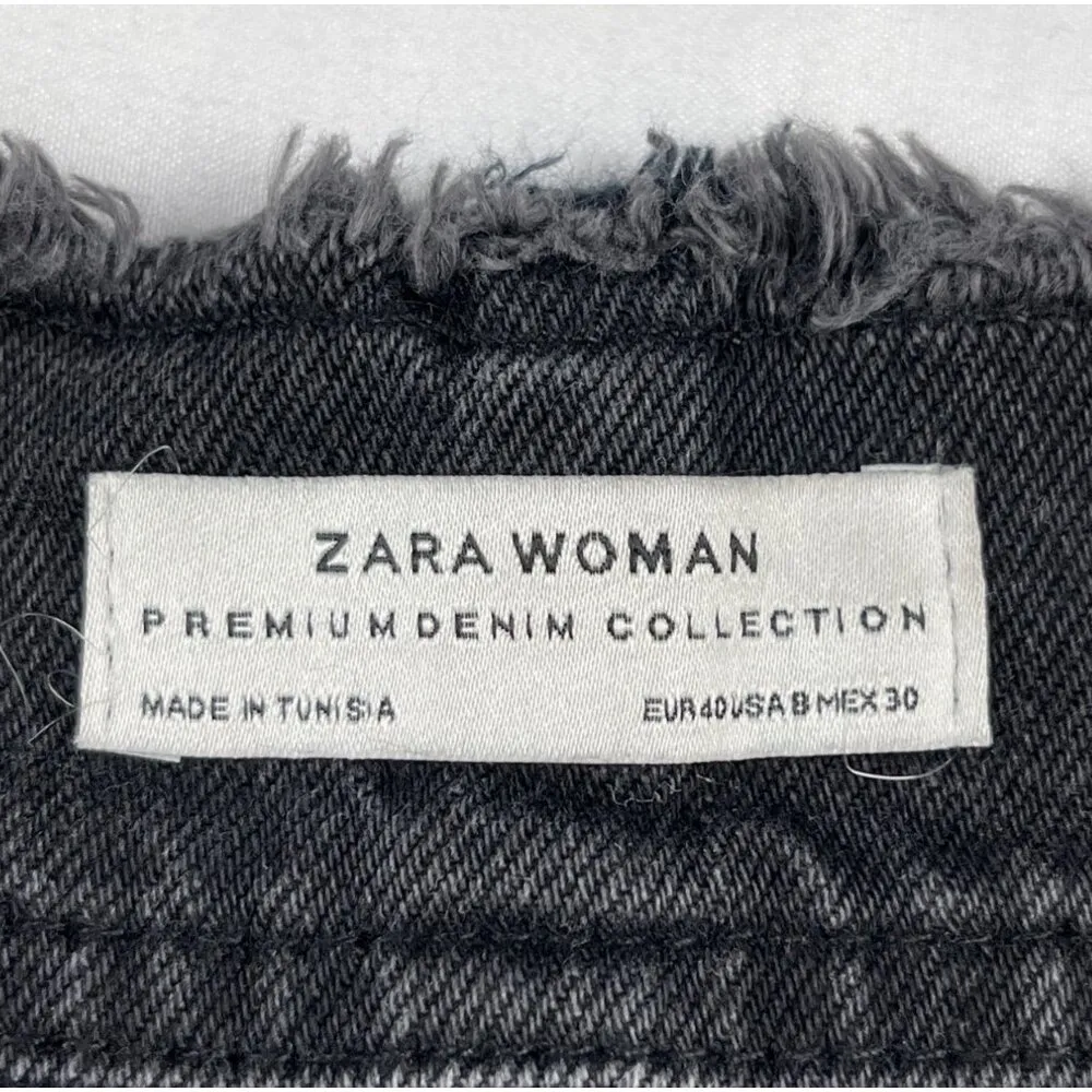 Zara Women's Black Jeans/Wide Leg/Button Fly Sz 8 SKU 4220 - Image 5