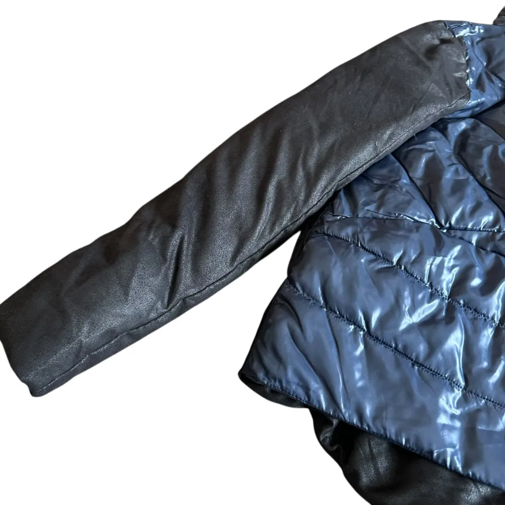 BB Dakota Steve Madden Cecile Puffer Coat Jacket Colorblock Blue Black Med NWOT - Image 11