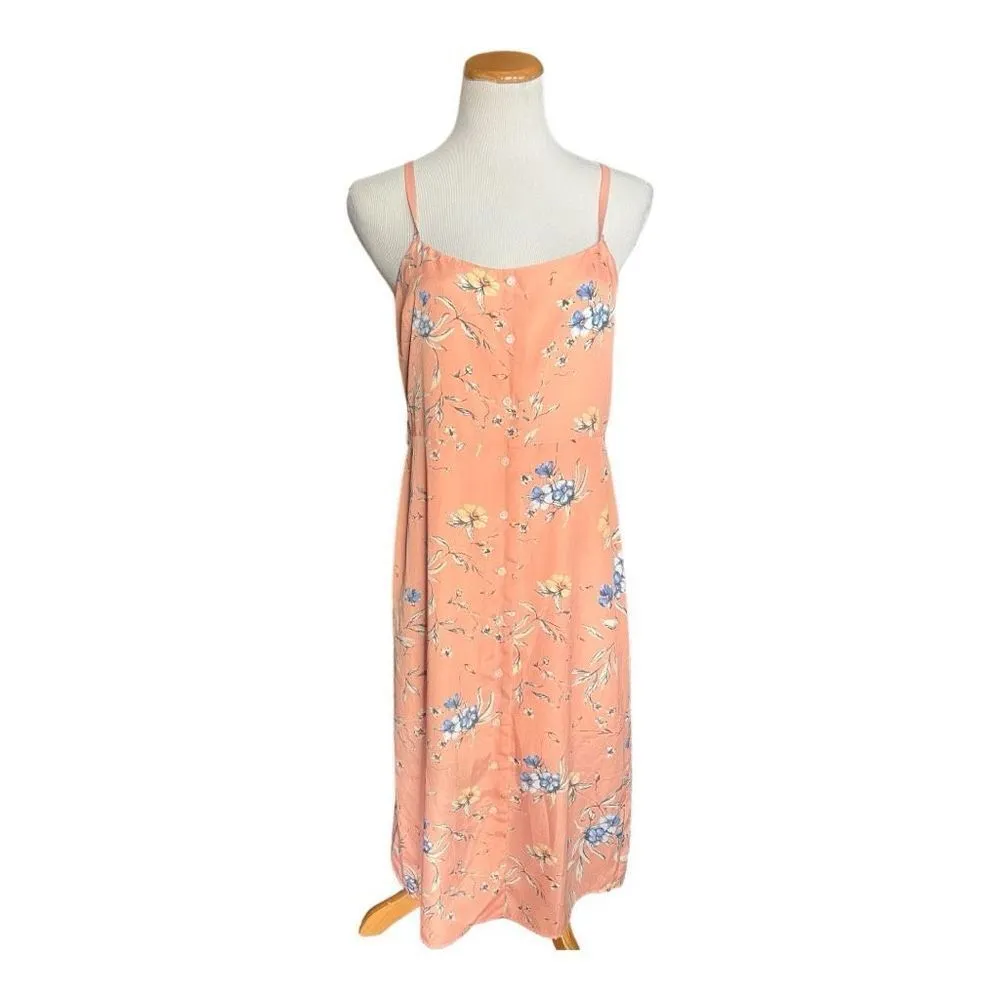 Womens Ali & Jay Peach Flower Frolicking Printed Sleeveless Button Dress - Sz M - Image 2