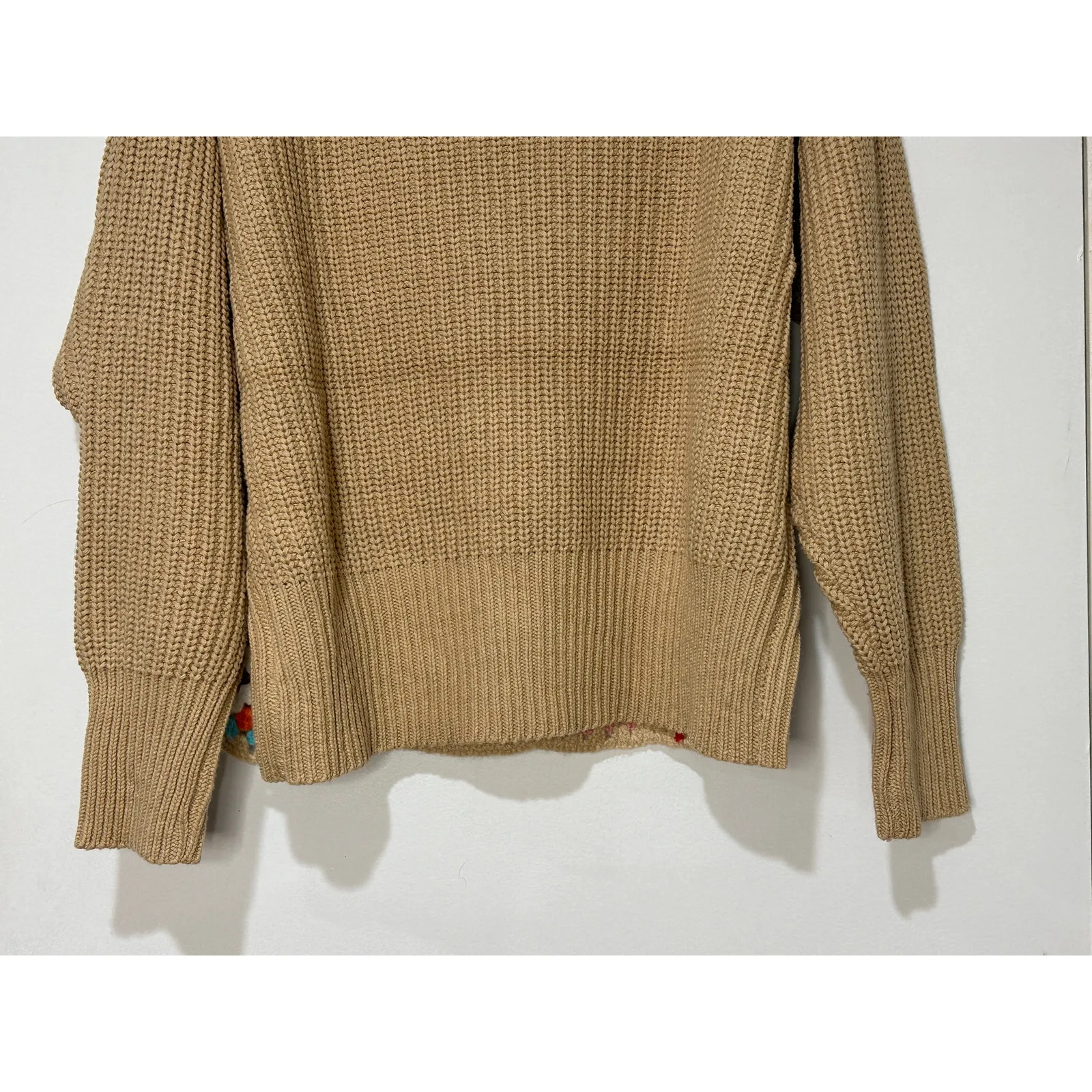 Blue Velvet Granny Square Knit Long Sleeve Sweater Mocha Multicolor Small NWT Brown - Image 11