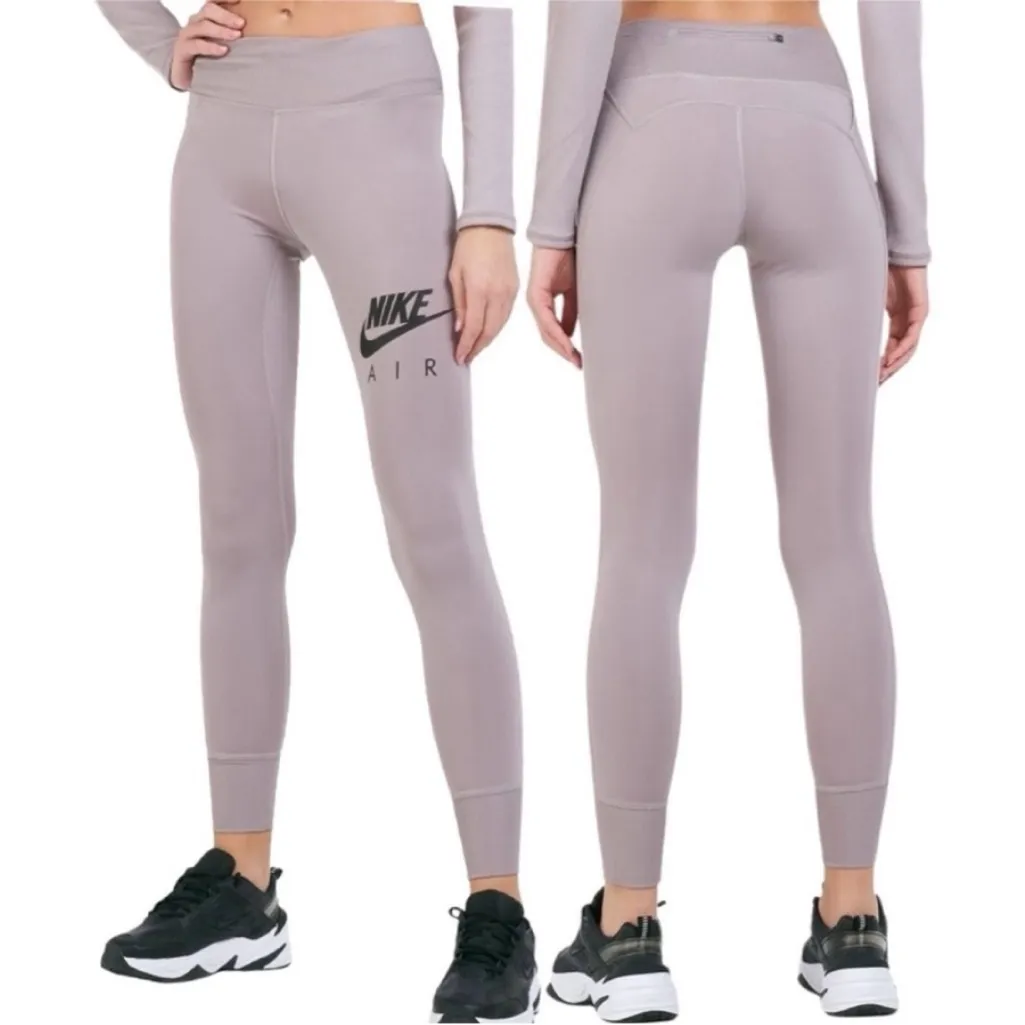 Nike Air Graphic Fast 7/8 Dri Fit Logo Leggings Ribbed Hem & Pockets Size Large - Image 2