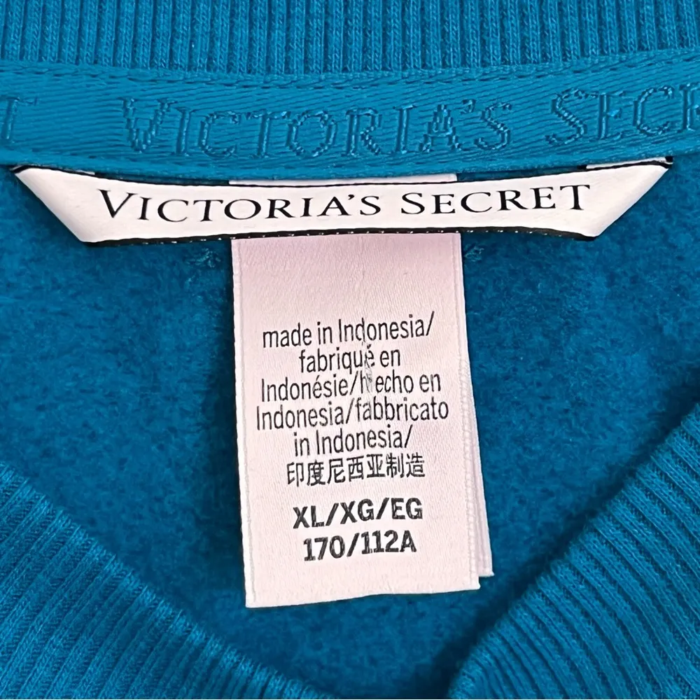 Women’s Victoria’s Secret Soft Fleece Round Neck Sweatshirt Teal Size‎ XL - Image 3