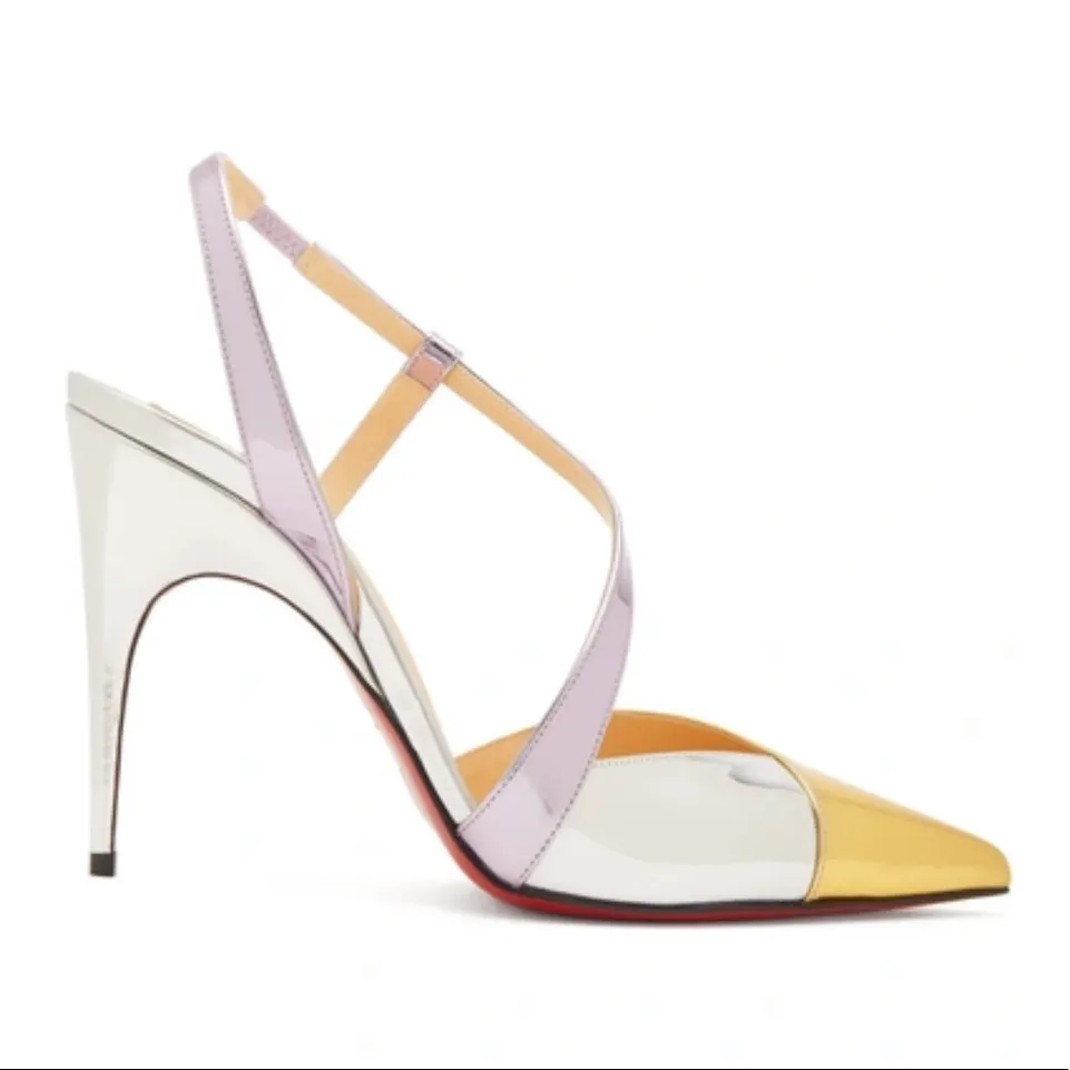 NWT Christian Louboutin Metallic 100mm Platina Specchio Leather Pumps Heels - Image 2