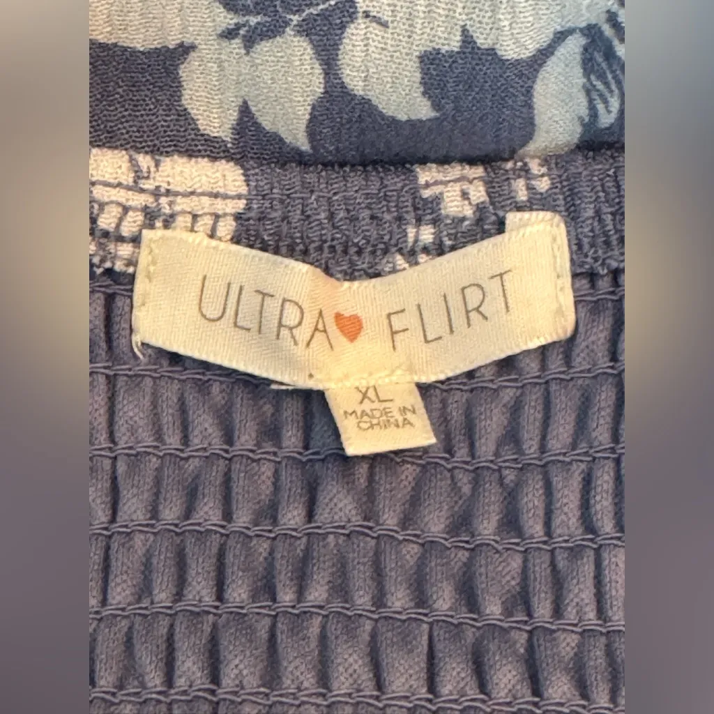 Ultra Flirt Blue and White Floral Smock tiered ruffle Midi Dress NWT XL - Image 6