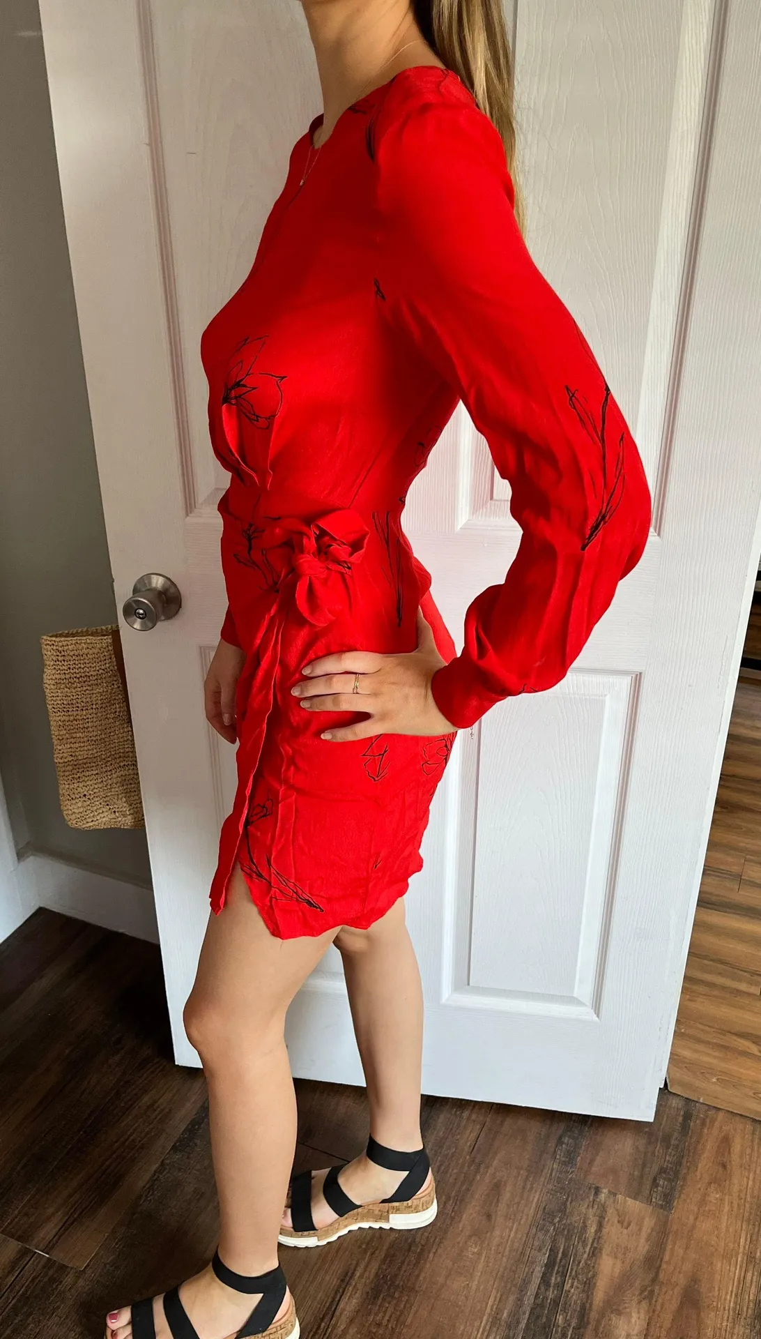 Apron Front Long Sleeve Dress - Image 2