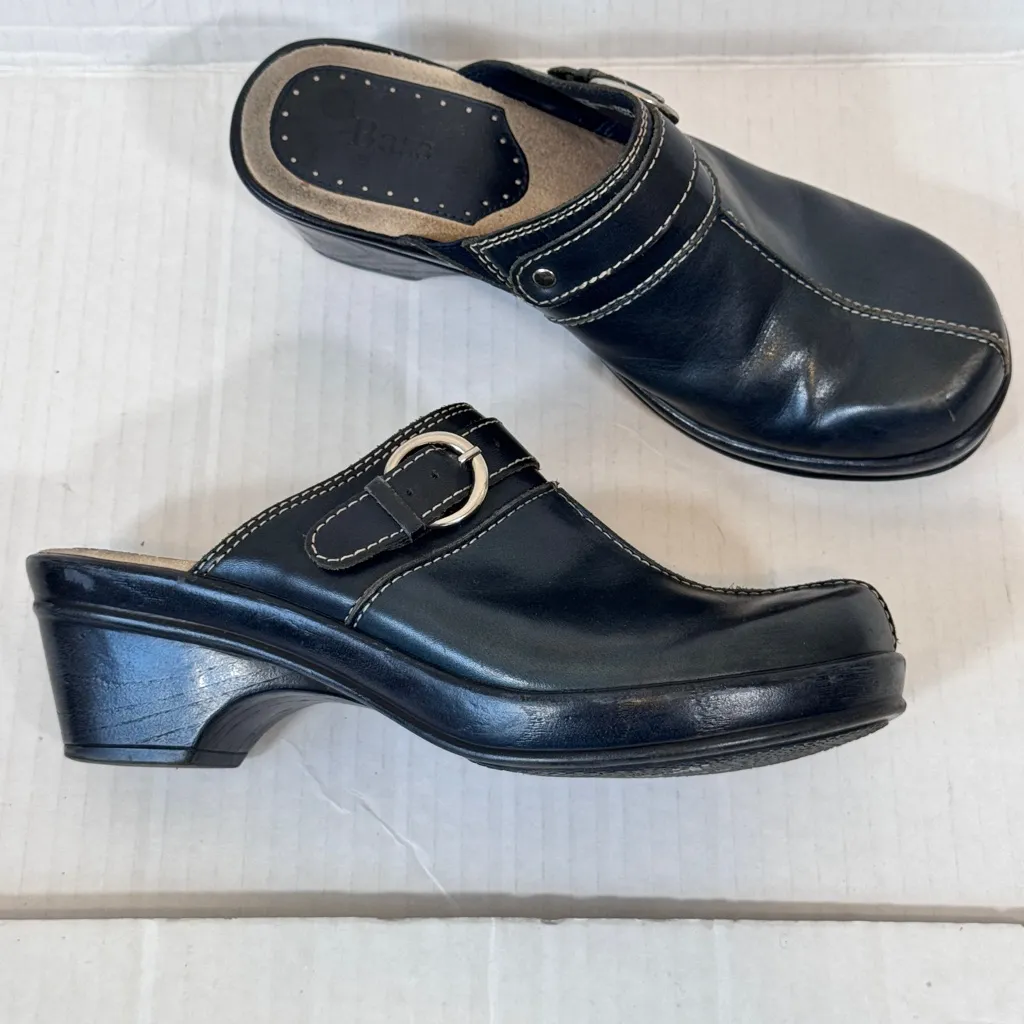 Bass Black Leather Slip On Clog Mules Womens 8 Leona Confort Shoes Classic Y2K - Image 10