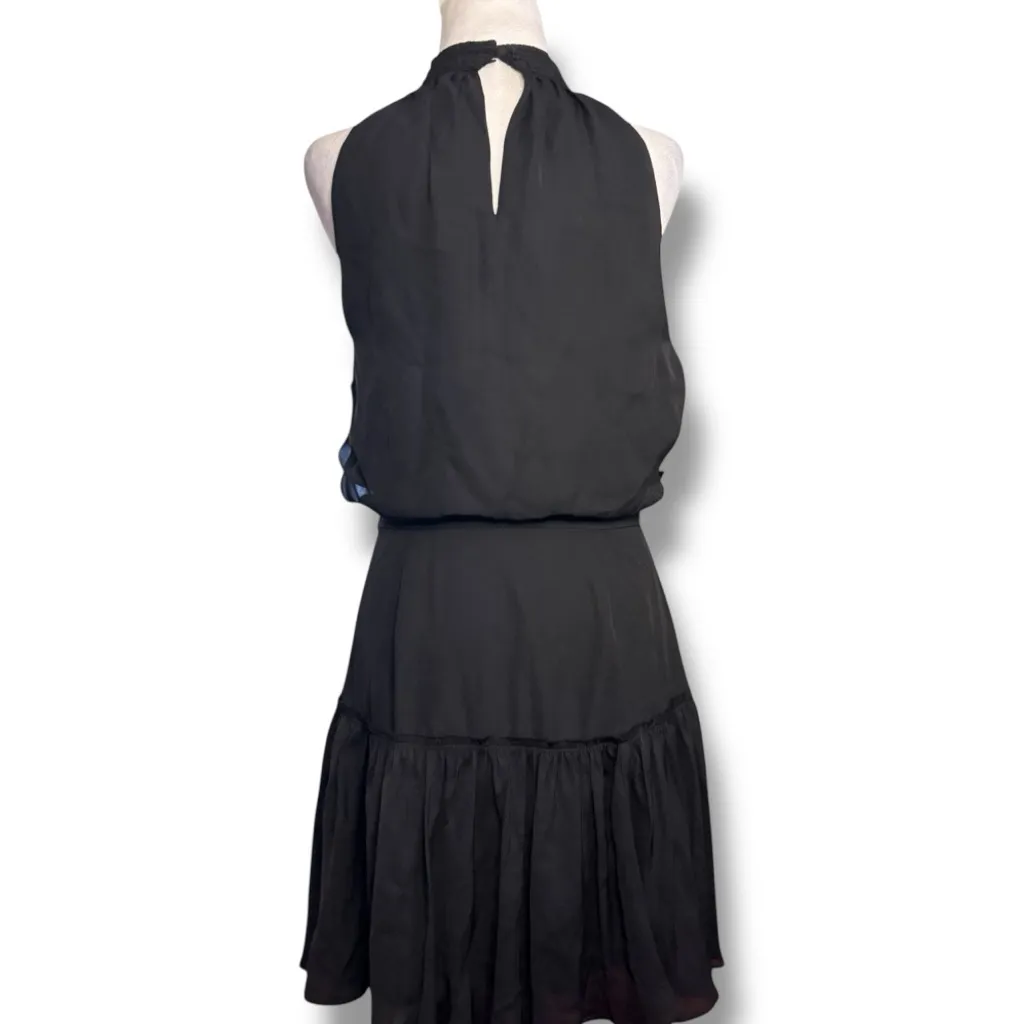 ELIZABETH and JAMES Black Carlita Dress Halter Ruched Waist Tiered Hem Size 8 - Image 4