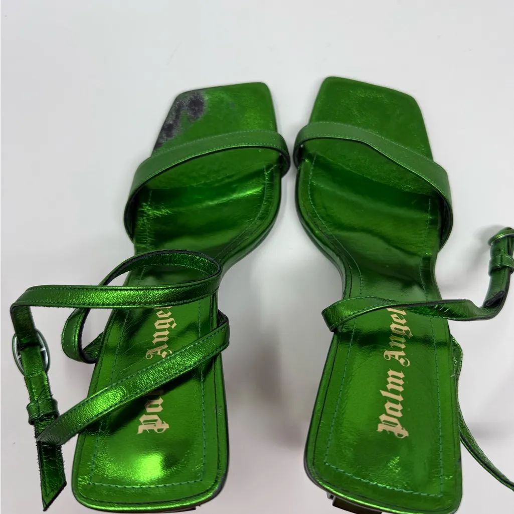 Palm Angels Palm Metallic Tree Heeled Sandals Size US 9 - Image 11